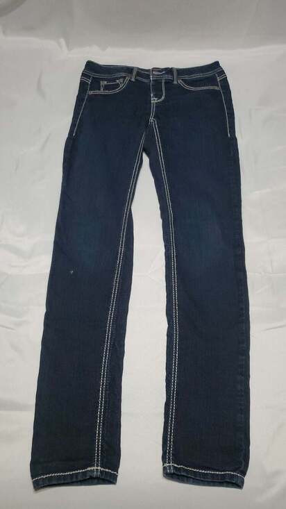 Domaine Denim - Domaine Dark Wash Low Rise Skinny Jeans with Thick Contrast Stitching